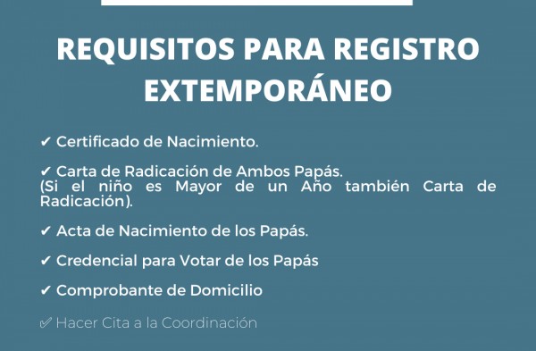 REQUISITOS PARA REGISTRO EXTEMPORÁN