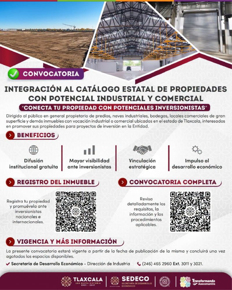 ¡Convocatoria abierta para propietarios de inmuebles con potencial industrial y comercial!